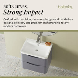 Balterley Dunwood Wall Hung 2 Drawer Bathroom Vanity Unit & Polymarble Basin, Satin Grey, 550mm - thumbnail 6