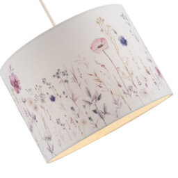 Happy Homewares Pink And Lilac Floral Round Lamp Shade With White Cotton Inner Lining - thumbnail 3