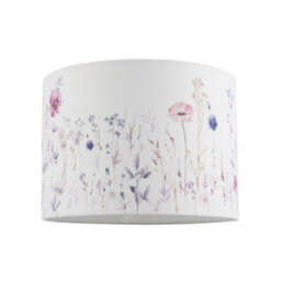 Happy Homewares Pink And Lilac Floral Round Lamp Shade With White Cotton Inner Lining - thumbnail 1