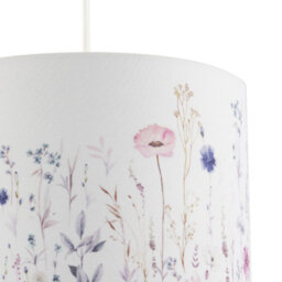 Happy Homewares Pink And Lilac Floral Round Lamp Shade With White Cotton Inner Lining - thumbnail 4
