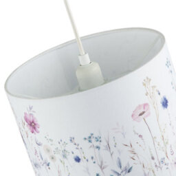 Happy Homewares Pink And Lilac Floral Round Lamp Shade With White Cotton Inner Lining - thumbnail 5
