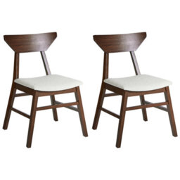 Beliani Set Of 2 Dining Chairs Hopkins Wood Dark Brown