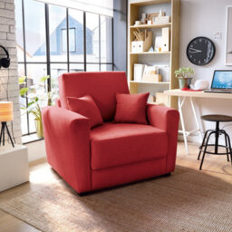 Abakus Direct Olly Linen Single Sofa Bed In Red - thumbnail 7
