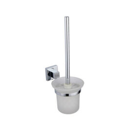 Bubly Bathrooms Chrome Toilet Brush & Holder - Modern Wall Mounted Gloss Finsh