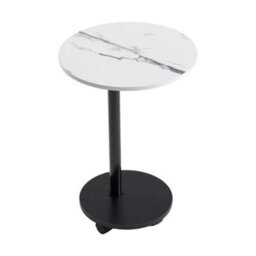 White & Black 2 Tier Modern Round Storage Side Table W/4 Wheels And Metal Legs - thumbnail 4