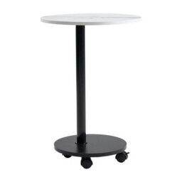 White & Black 2 Tier Modern Round Storage Side Table W/4 Wheels And Metal Legs - thumbnail 3