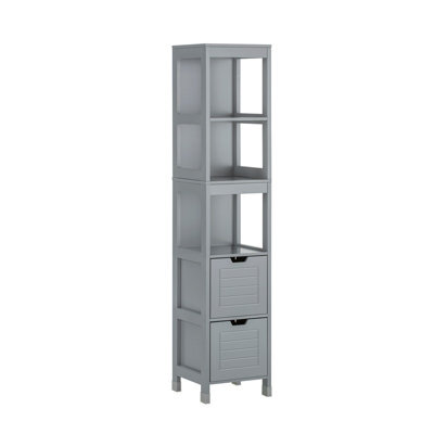 Sobuy Frg126-Sg, Tall Bathroom Storage Cabinet With 3 Shelves And 2 Drawers, Grey,w30Xd30Xh145 - image 1