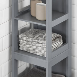 Sobuy Frg126-Sg, Tall Bathroom Storage Cabinet With 3 Shelves And 2 Drawers, Grey,w30Xd30Xh145 - thumbnail 5