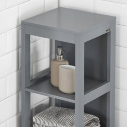 Sobuy Frg126-Sg, Tall Bathroom Storage Cabinet With 3 Shelves And 2 Drawers, Grey,w30Xd30Xh145 - thumbnail 6