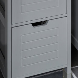 Sobuy Frg126-Sg, Tall Bathroom Storage Cabinet With 3 Shelves And 2 Drawers, Grey,w30Xd30Xh145 - thumbnail 9