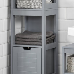 Sobuy Frg126-Sg, Tall Bathroom Storage Cabinet With 3 Shelves And 2 Drawers, Grey,w30Xd30Xh145 - thumbnail 7