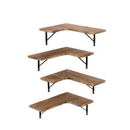 Levede 4Pc Corner Floating Shelves Wooden L Shaped Wall Display Storage - thumbnail 2