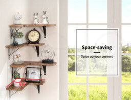 Levede 4Pc Corner Floating Shelves Wooden L Shaped Wall Display Storage - thumbnail 5