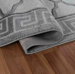 Valencia Modern Trellis Design Carved Area Rugs Grey Black 60X110 Cm - thumbnail 4