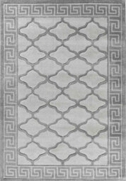 Valencia Modern Trellis Design Carved Area Rugs Grey Black 60X110 Cm - thumbnail 3