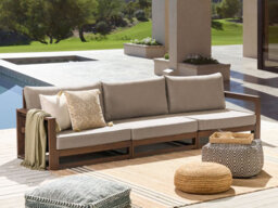 Beliani Garden Sofa 3 Seater Timor Modular Certified Acacia Wood Dark Brown - thumbnail 2