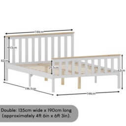 Lassic Vida Designs Milan White & Pine 4Ft6 Double Wooden Bed Frame - High Foot End - thumbnail 3