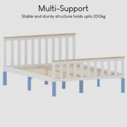 Lassic Vida Designs Milan White & Pine 4Ft6 Double Wooden Bed Frame - High Foot End - thumbnail 6