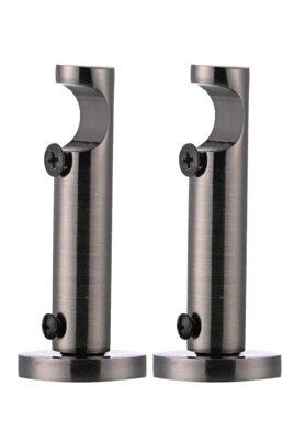 Lister Cartwright 19mm Curtain Pole Ends Brackets With Adjustable Screws Metal Finish (Pack Of 2)