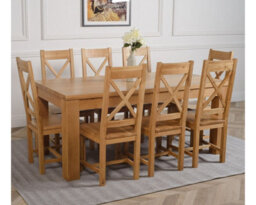 That's Furniture Dakota 182 X 92 Cm Chunky Oak Large Dining Table And 8 Chairs Dining Set With Berkeley Chairs - thumbnail 3