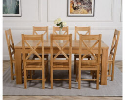 That's Furniture Dakota 182 X 92 Cm Chunky Oak Large Dining Table And 8 Chairs Dining Set With Berkeley Chairs - thumbnail 2