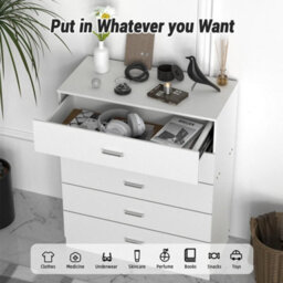 5 Drawer Chest Of Drawers Metal Handles Runners Bedroom Nursery Furniture White - thumbnail 5