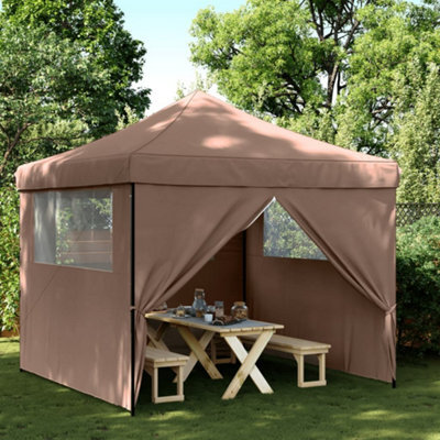 Walplus Foldable Party Tent Garden Gazebo Canopy Pop-Up With 4 Sidewalls Brown - image 1
