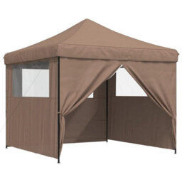 Walplus Foldable Party Tent Garden Gazebo Canopy Pop-Up With 4 Sidewalls Brown - thumbnail 6
