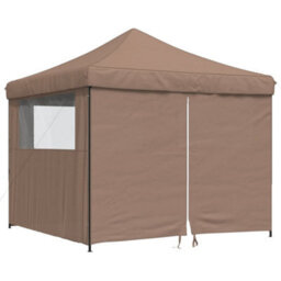 Walplus Foldable Party Tent Garden Gazebo Canopy Pop-Up With 4 Sidewalls Brown - thumbnail 2