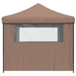 Walplus Foldable Party Tent Garden Gazebo Canopy Pop-Up With 4 Sidewalls Brown - thumbnail 4