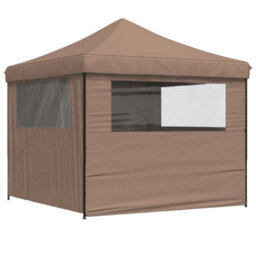 Walplus Foldable Party Tent Garden Gazebo Canopy Pop-Up With 4 Sidewalls Brown - thumbnail 5