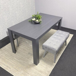 Kosy Koala Dark Grey Arrow Design Dining Table Set With 2 Grey Velvet Benches - thumbnail 2