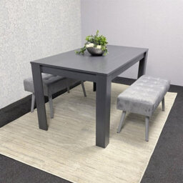 Kosy Koala Dark Grey Arrow Design Dining Table Set With 2 Grey Velvet Benches - thumbnail 5