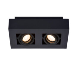 Lucide Xirax Modern Ceiling Spotlight - Led Dim To Warm - Gu10 - 2X5W 2200K/3000K - Black - thumbnail 1