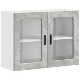 Walplus Kitchen Wall Cabinet With Glass Door Porto Concrete Grey - thumbnail 1