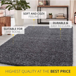 Uetian Extra Thick Heavy 5Cm Pile Soft Shaggy Rugs Modern Area Rugs Bedroom Hall Rugs Dark Grey 160 X 230 - thumbnail 2