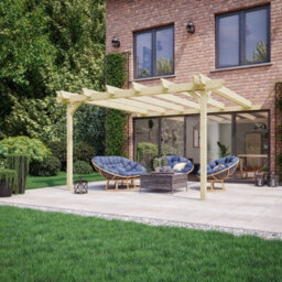 Rutland County Garden Furniture Wall Mounted Double Garden Pergola - Wood - L360 X W480 X H270 Cm - Light Green