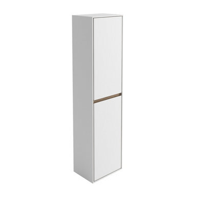 Plum&clay Norton White & Oak Wall Hung Bathroom Tall Storage Unit (H)1600mm (W)400mm - image 1