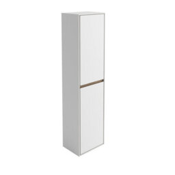 Plum&clay Norton White & Oak Wall Hung Bathroom Tall Storage Unit Bathroom Furniture (H)1600mm (W)400mm