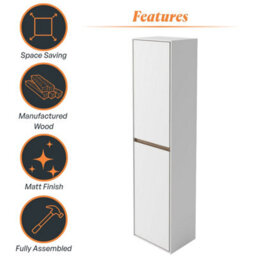 Plum&clay Norton White & Oak Wall Hung Bathroom Tall Storage Unit Bathroom Furniture (H)1600mm (W)400mm - thumbnail 5
