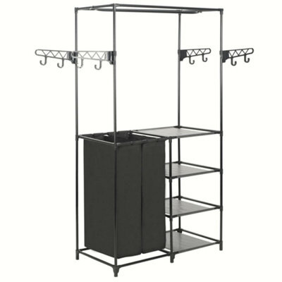 Vidaxl Clothes Rack Steel And Non-Woven Fabric 87X44X158 Cm Black - image 1