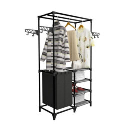 Vidaxl Clothes Rack Steel And Non-Woven Fabric 87X44X158 Cm Black - thumbnail 5