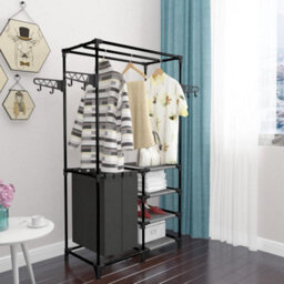 Vidaxl Clothes Rack Steel And Non-Woven Fabric 87X44X158 Cm Black - thumbnail 6