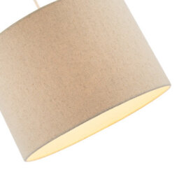 Happy Homewares Light Taupe Oatmeal Linen Fabric Drum Lamp Shade With Cotton Lining - thumbnail 3