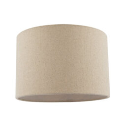 Happy Homewares Light Taupe Oatmeal Linen Fabric Drum Lamp Shade With Cotton Lining - thumbnail 1