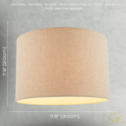 Happy Homewares Light Taupe Oatmeal Linen Fabric Drum Lamp Shade With Cotton Lining - thumbnail 7