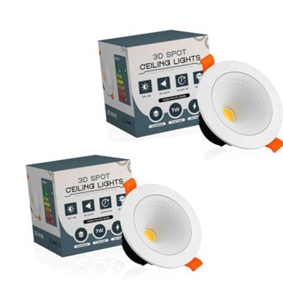 Led Recessed Ceiling Downlights Set Of 2 7W Warm White 3000K Slim 3D Adjustable Spotlights - image 1