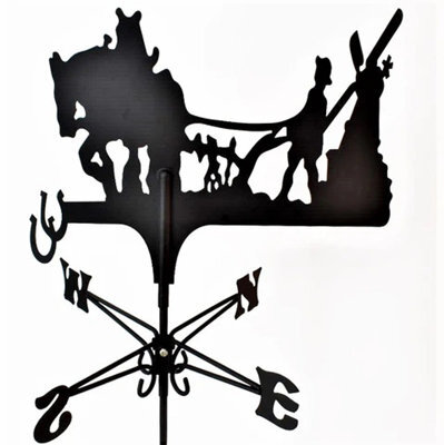 FenceArt Traditional Weathervane Ploughing Horse - Steel - L39 X W45 X H80 Cm - Black - image 1
