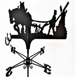 FenceArt Traditional Weathervane Ploughing Horse - Steel - L39 X W45 X H80 Cm - Black