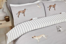 Rapport Paws And Tails Reversible Duvet Cover Set Dogs And Stripes Bedding Grey - thumbnail 2